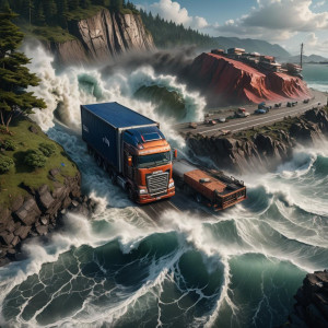 Semi truck drives into tsunami.jpg