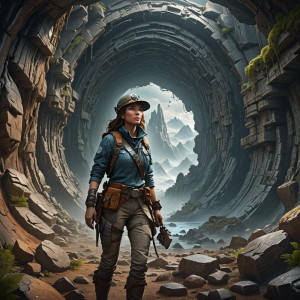 Beautiful female archaeologist inside the hollow Earth.jpg