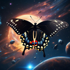 Giant Black Swallowtail butterfly in deep space - XL.jpg