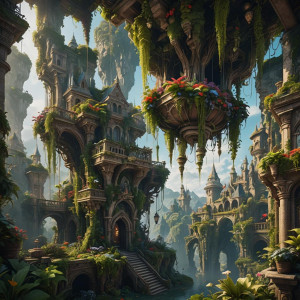 Beautiful hanging gardens in the fantasy land.jpg