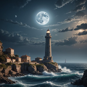 Gigantic lighthouse in the Mediterranean under full round blue moon.jpg