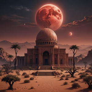 Gigantic mausoleum in the African desert under full round blood-red moon.jpg