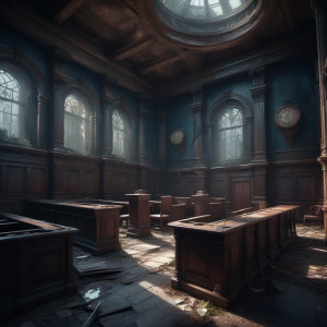 Abandoned derelict haunted courtroom in the haunted city.jpg