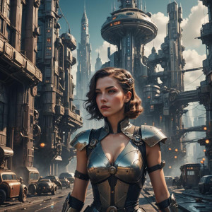 Beautiful dieselpunk lady in a futuristic city.jpg