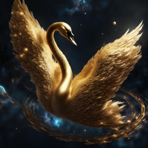 Giant golden swan in deep space.jpg