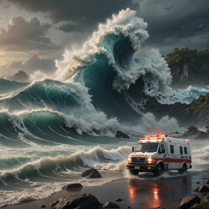 Ambulance driving into tsunami.jpg