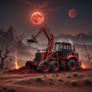 Burning ghost backhoe in Arizona desert under full round blood-red Moon.jpg