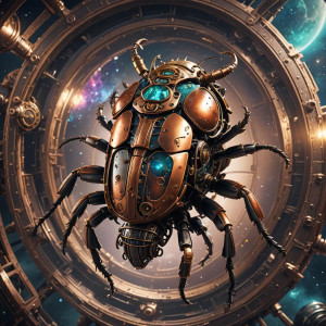 Giant steampunk beetle in deep space.jpg