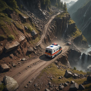 Ambulance driving into landslide.jpg