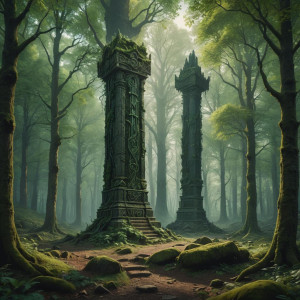 Green Irminsul sacred pillar in a mystical German forest.jpg