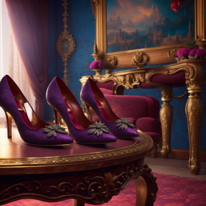 Beautiful ladies' shoes on the table in a royal bedroom - JXL.jpg