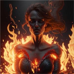 Женщина на костре в бушующем пламени - 3D.png
