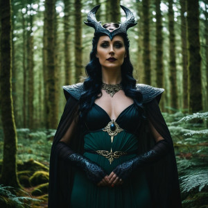 Goddess Morrigan in Irish forest under Black Sun - I2.jpg