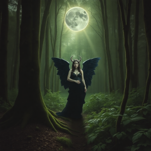 Goddess Morrigan in Irish forest under Black Sun - FC.png
