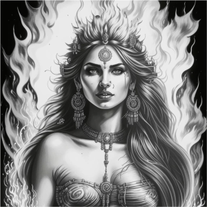 Beautiful woman atop burning pyre - К0.png