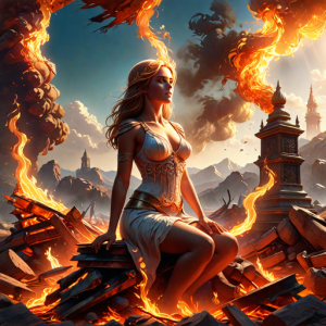 Beautiful woman atop burning pyre - 1.png