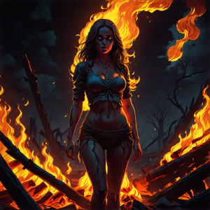 Beautiful woman atop burning pyre - 6.png