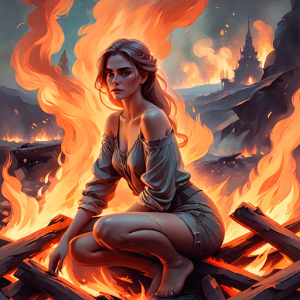 Beautiful woman atop burning pyre - 14.png