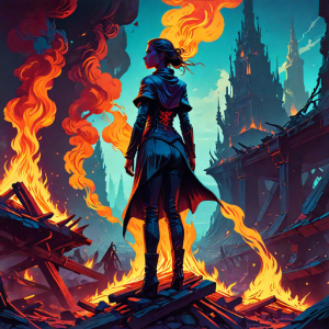 Beautiful woman atop burning pyre - 16.png