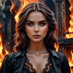 Beautiful woman atop burning pyre - 210.png