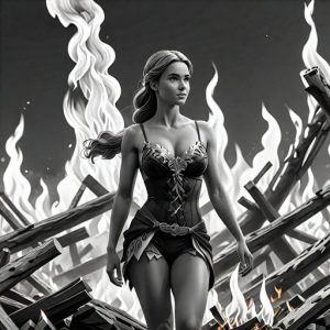 Beautiful woman atop burning pyre - 23.png