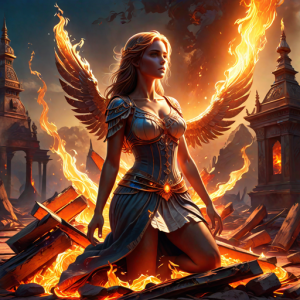 Beautiful woman atop burning pyre - 35.png