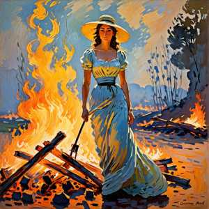 Beautiful woman atop burning pyre - 42.png