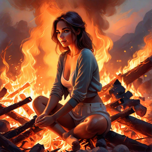 Beautiful woman atop burning pyre - 44.png