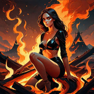 Beautiful woman atop burning pyre - 51.png