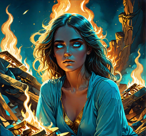 Beautiful woman atop burning pyre - 52.png