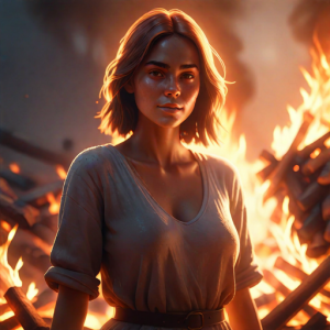 Beautiful woman atop burning pyre - 53.png