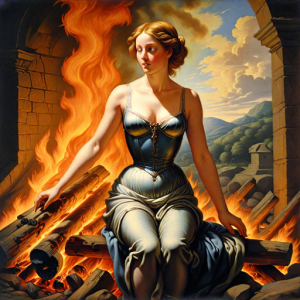 Beautiful woman atop burning pyre - 57.png