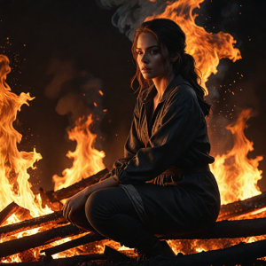 Beautiful woman atop burning pyre - 61.png