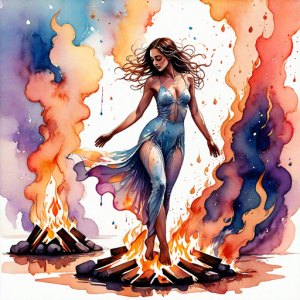 Beautiful woman atop burning pyre - 63.png