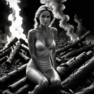 Beautiful woman atop burning pyre - 67.png