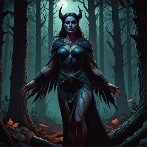 Goddess Morrigan in Irish forest - 2.png