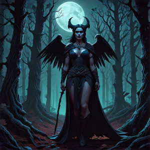 Goddess Morrigan in Irish forest - 3.png