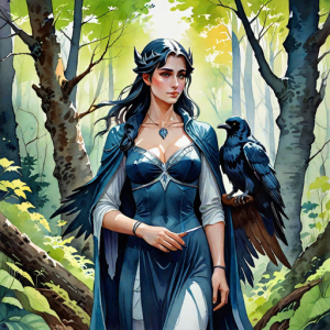 Goddess Morrigan in Irish forest - 4.png