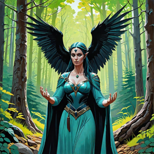 Goddess Morrigan in Irish forest - 5.png