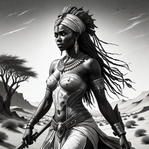African goddess of War and Death in the desert - 2.png