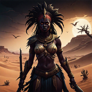 African goddess of War and Death in the desert - 4.png