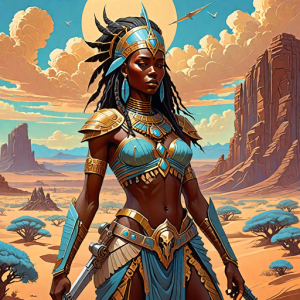 African goddess of War and Death in the desert - 7.png
