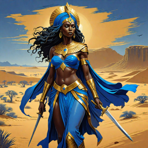 African goddess of War and Death in the desert - 9.png