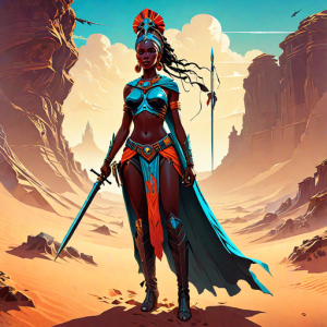 African goddess of War and Death in the desert - 10.png