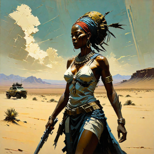 African goddess of War and Death in the desert - 14.png