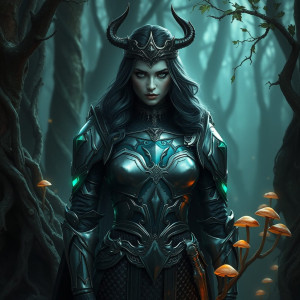Scandinavian goddess of War and Death in the forest - 2.jpg