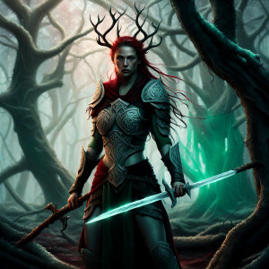 Scandinavian goddess of War and Death in the forest - 12.jpg