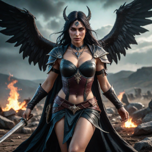 Morrigan goddess on a battlefield.png