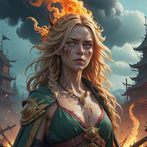 Beautiful woman tied to a stake atop a burning pyre - 5.jpg