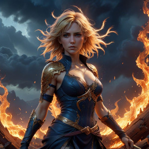 Beautiful woman tied to a stake atop a burning pyre - 7.jpg